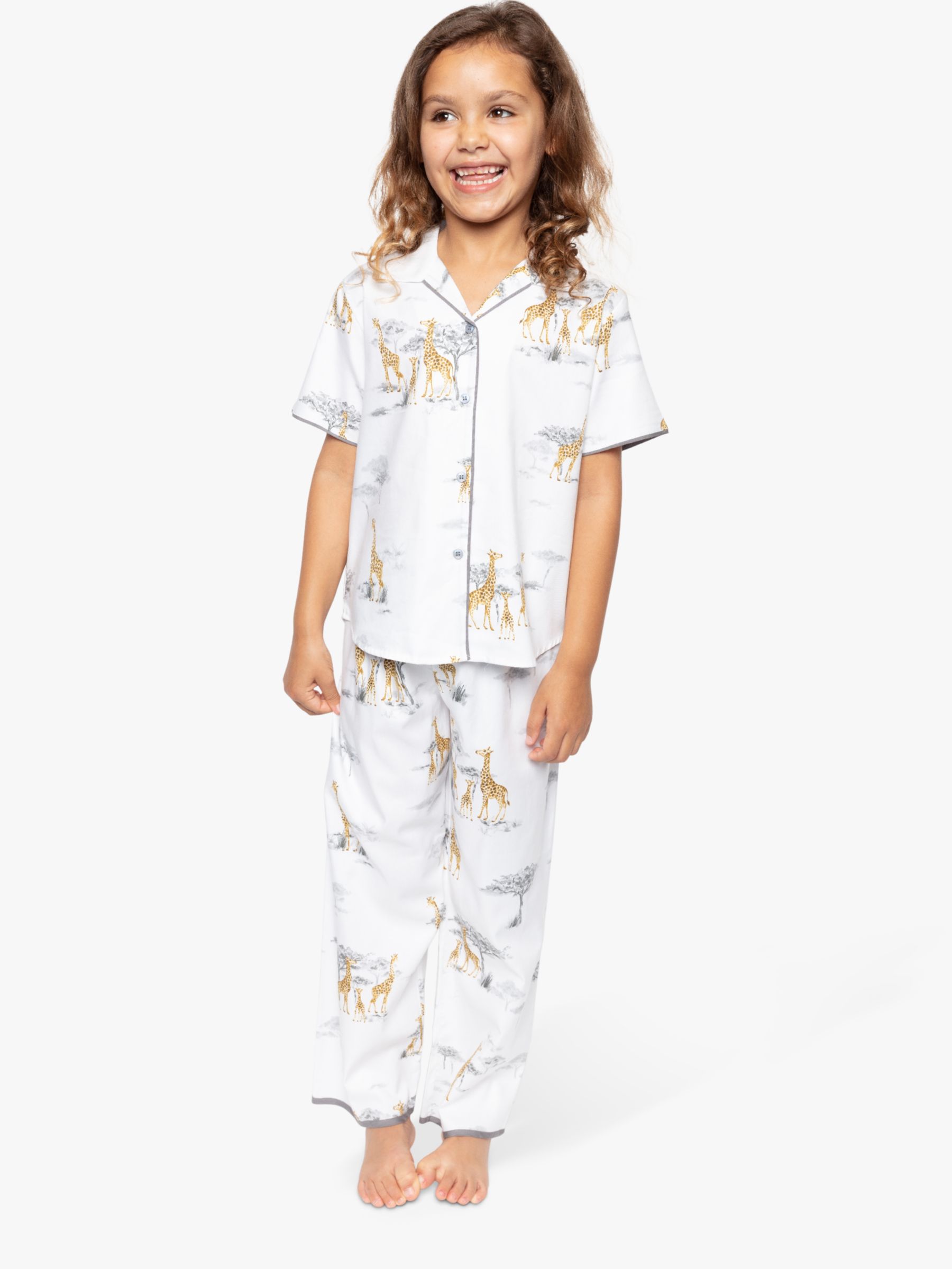 Cyberjammies Kids' Carly Giraffe Print Pyjama Set, Grey, 2-3 years