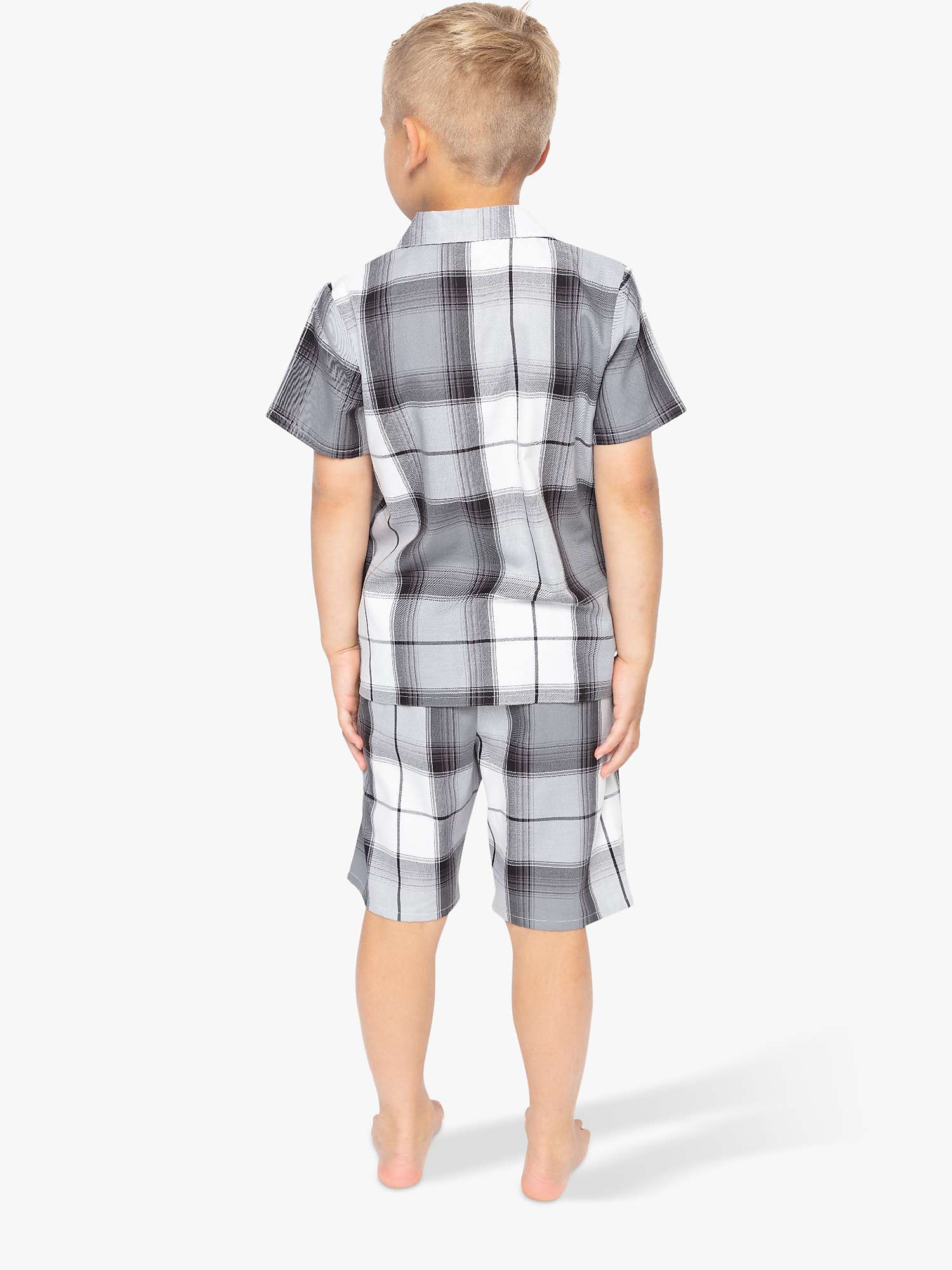 Buy Cyberjammies Kids' Samuel Check Print Shortie Pyjamas, Grey Online at johnlewis.com
