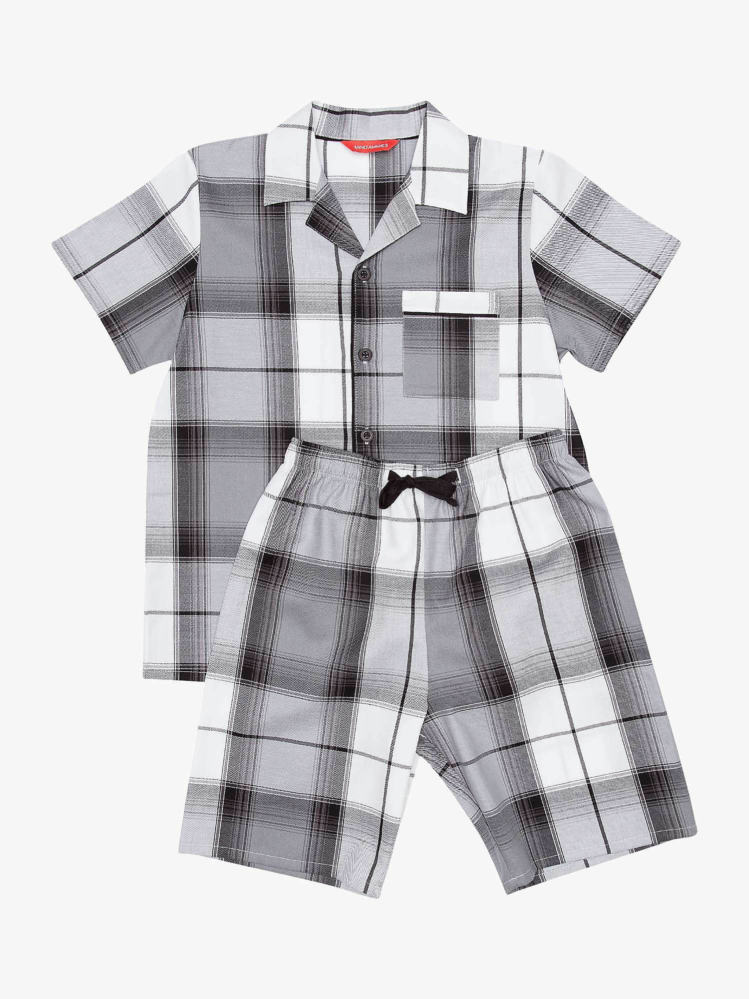 Buy Cyberjammies Kids' Samuel Check Print Shortie Pyjamas, Grey Online at johnlewis.com