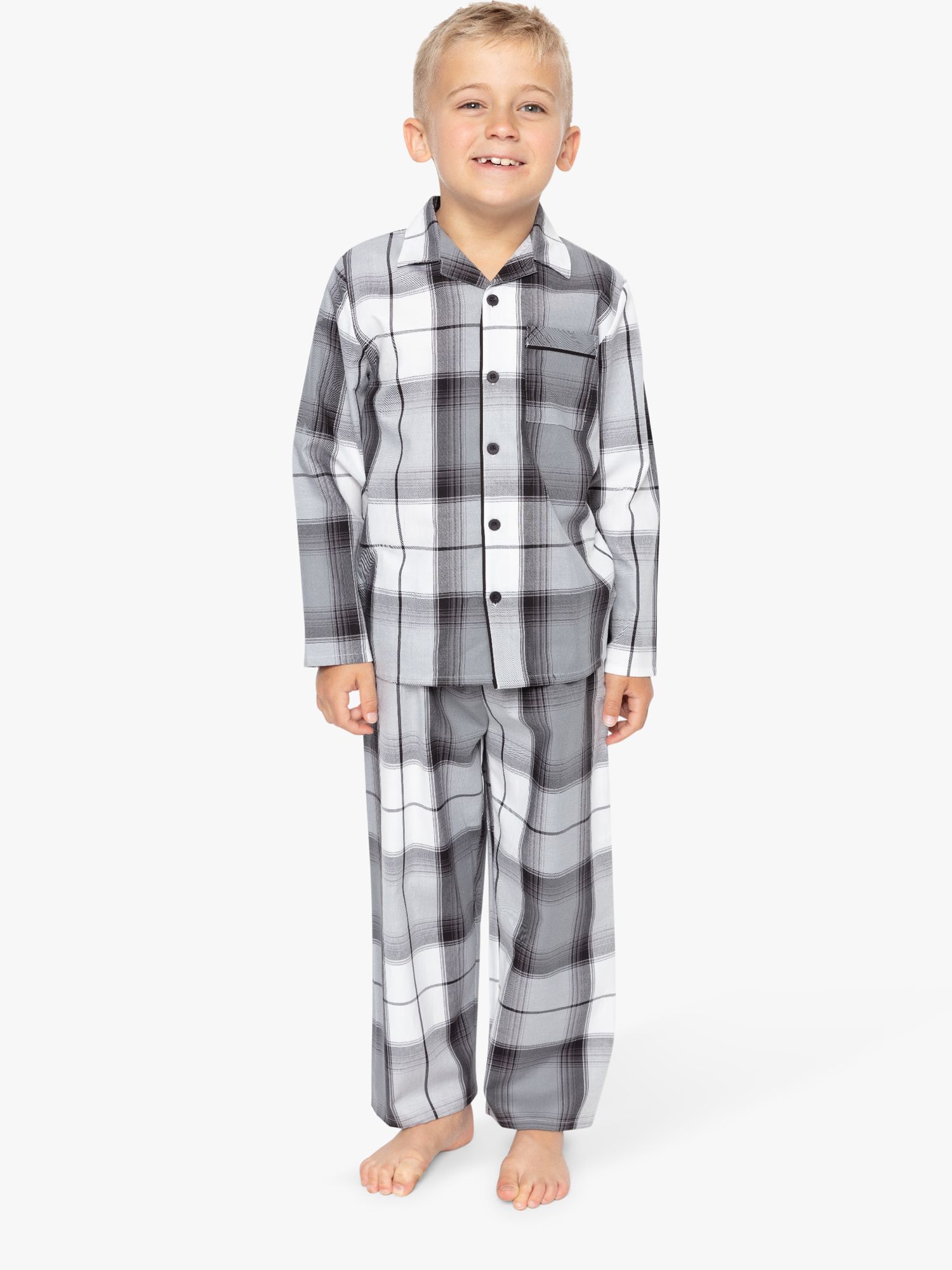 Cyberjammies Kids' Samuel Check Print Pyjamas, Grey, 2-3 years