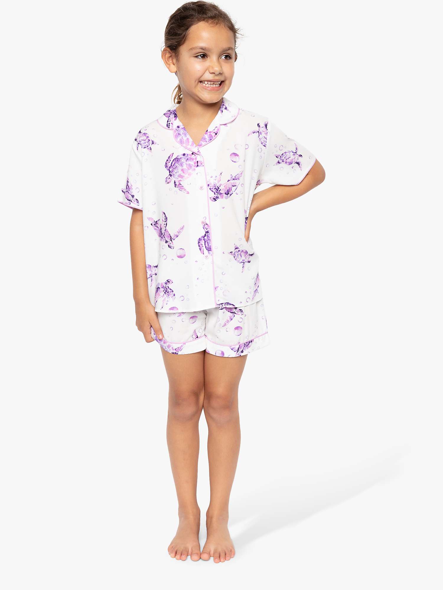 Buy Cyberjammies Kids' Tilly Turtle Print Shortie Pyjama Set, Lilac Online at johnlewis.com