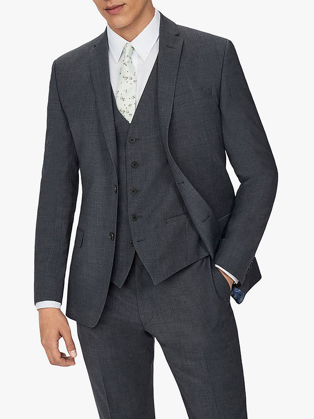 Ted Baker Panama Wool Blend Suit Jacket, Charcoal at John Lewis & Partners
