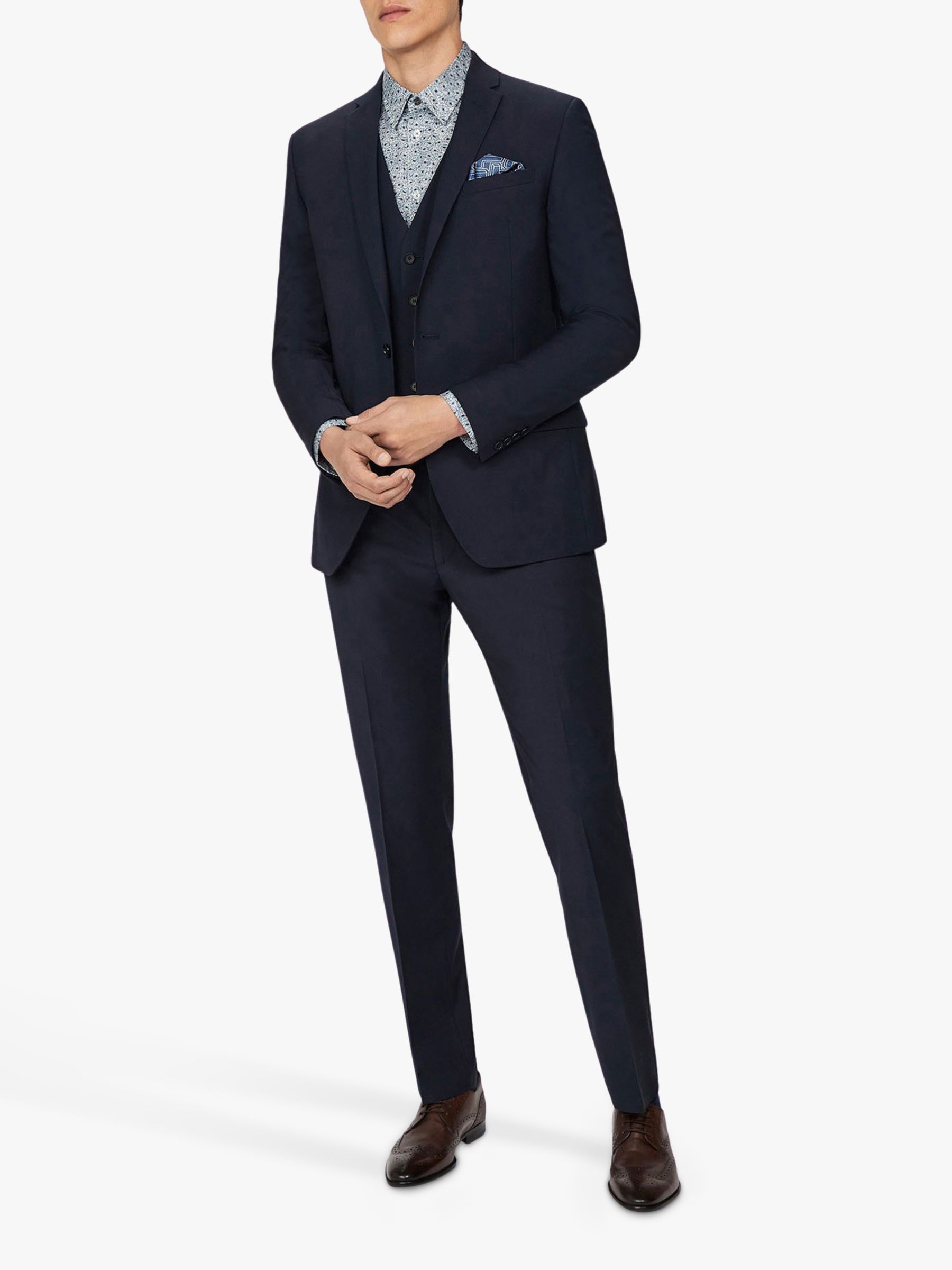 Ted Baker Panama Wool Blend Suit Jacket, Navy at John Lewis & Partners