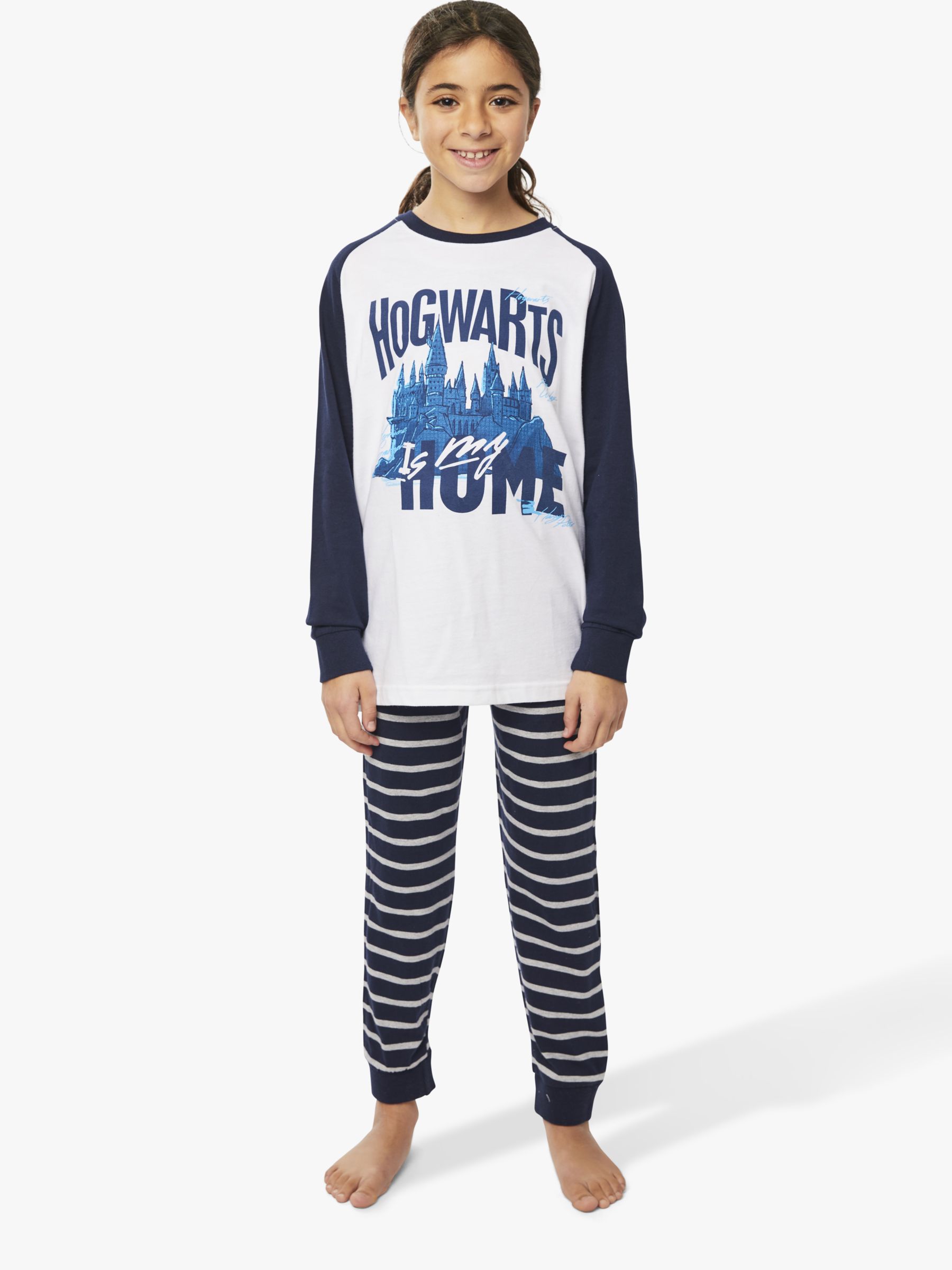 Fabric Flavours Kids' Harry Potter Hogwarts Is My Home Pyjama Set, Navy/White, 3-4 years