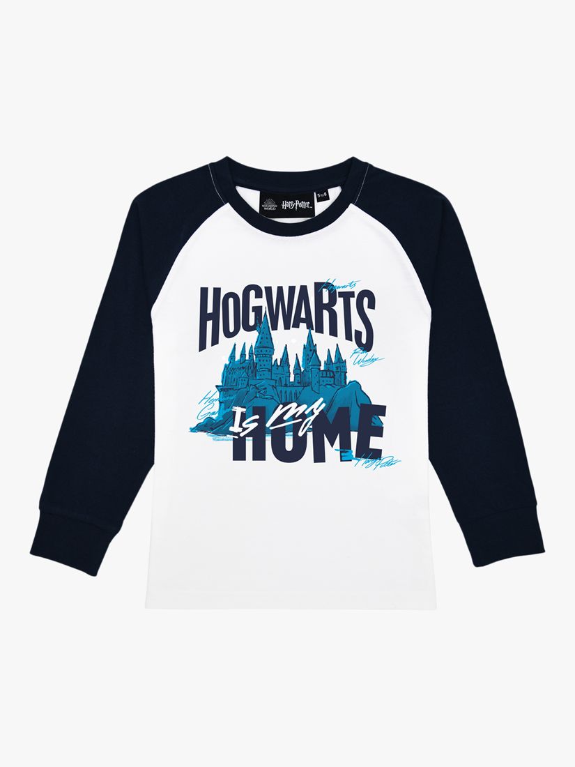 Fabric Flavours Kids' Harry Potter Hogwarts Is My Home Pyjama Set, Navy/White, 3-4 years
