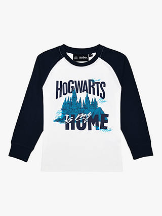 Fabric Flavours Kids' Harry Potter Hogwarts Is My Home Pyjama Set, Navy/White