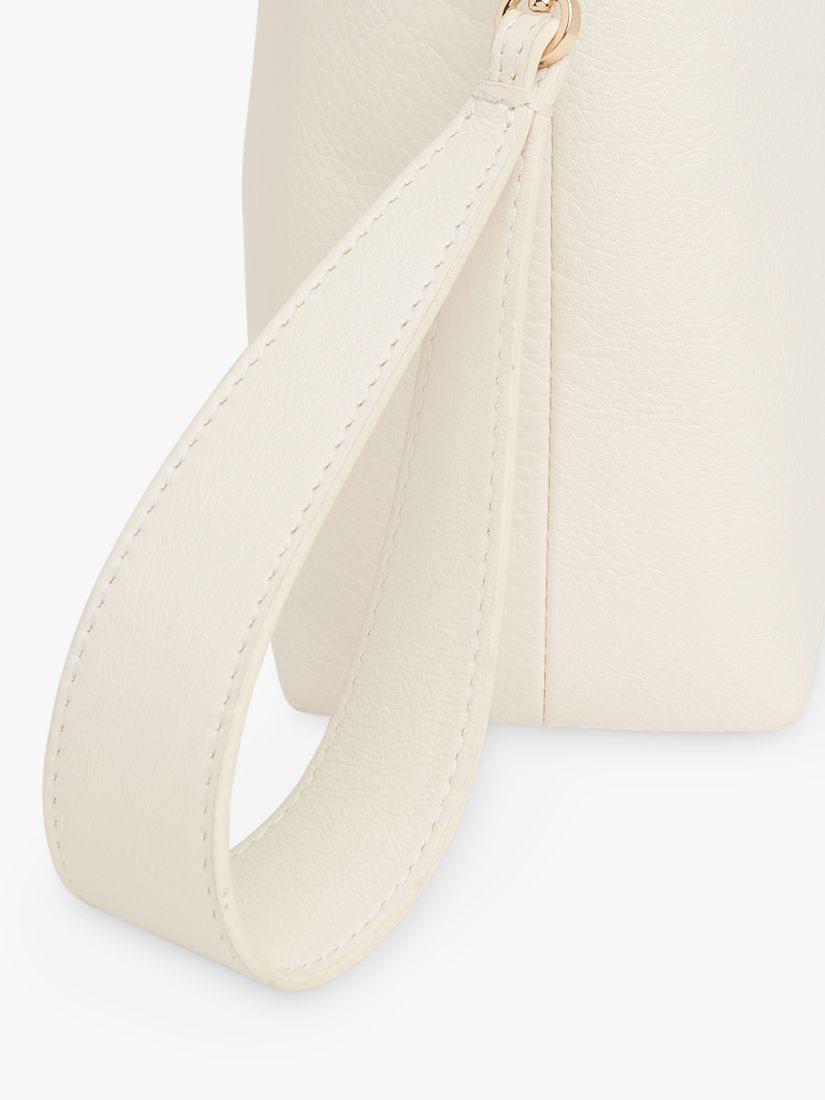 Whistles Avah Leather Zip Clutch Bag, Ivory