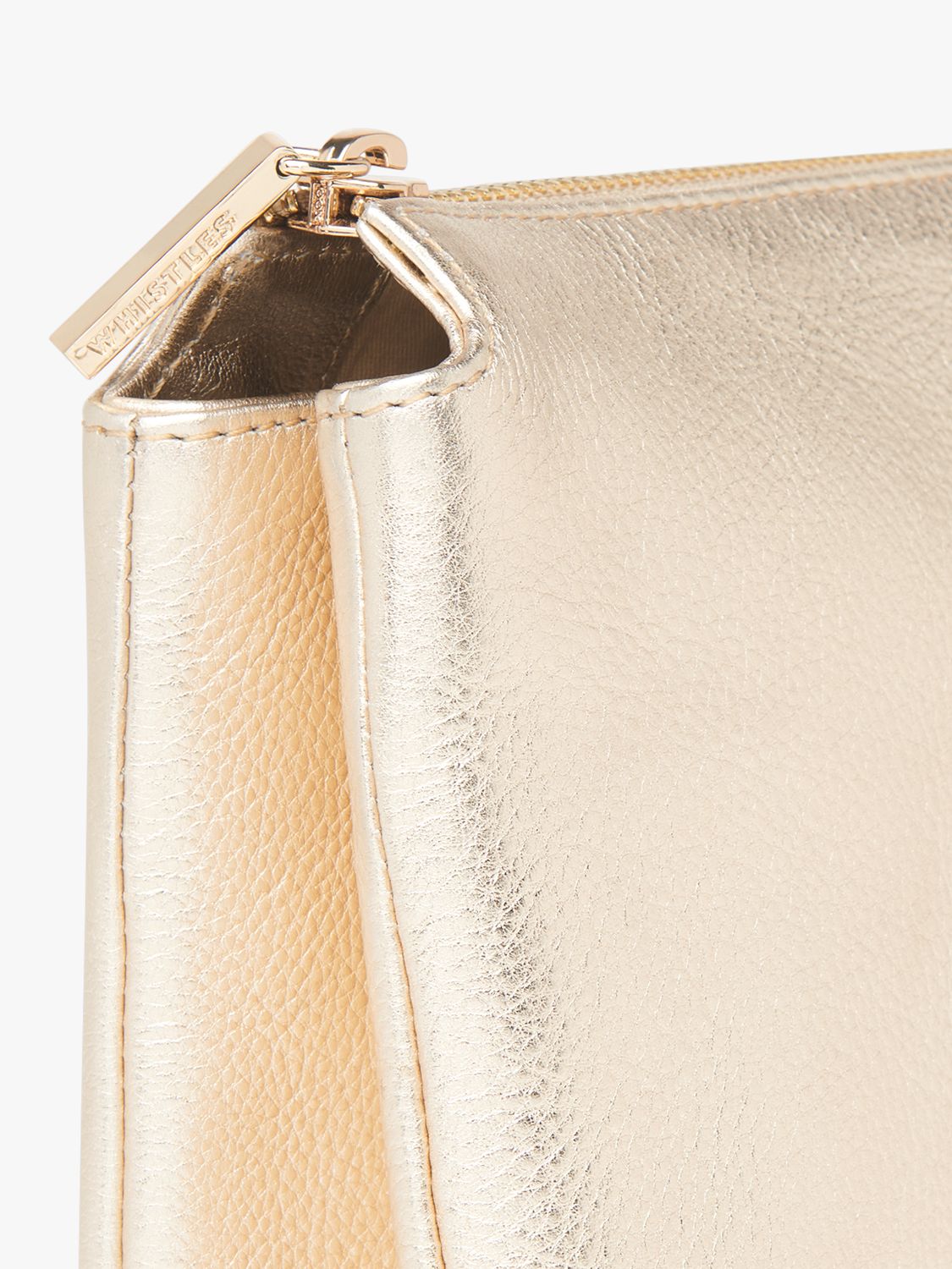 Whistles Elita Leather Double Pouch Clutch Bag, Gold