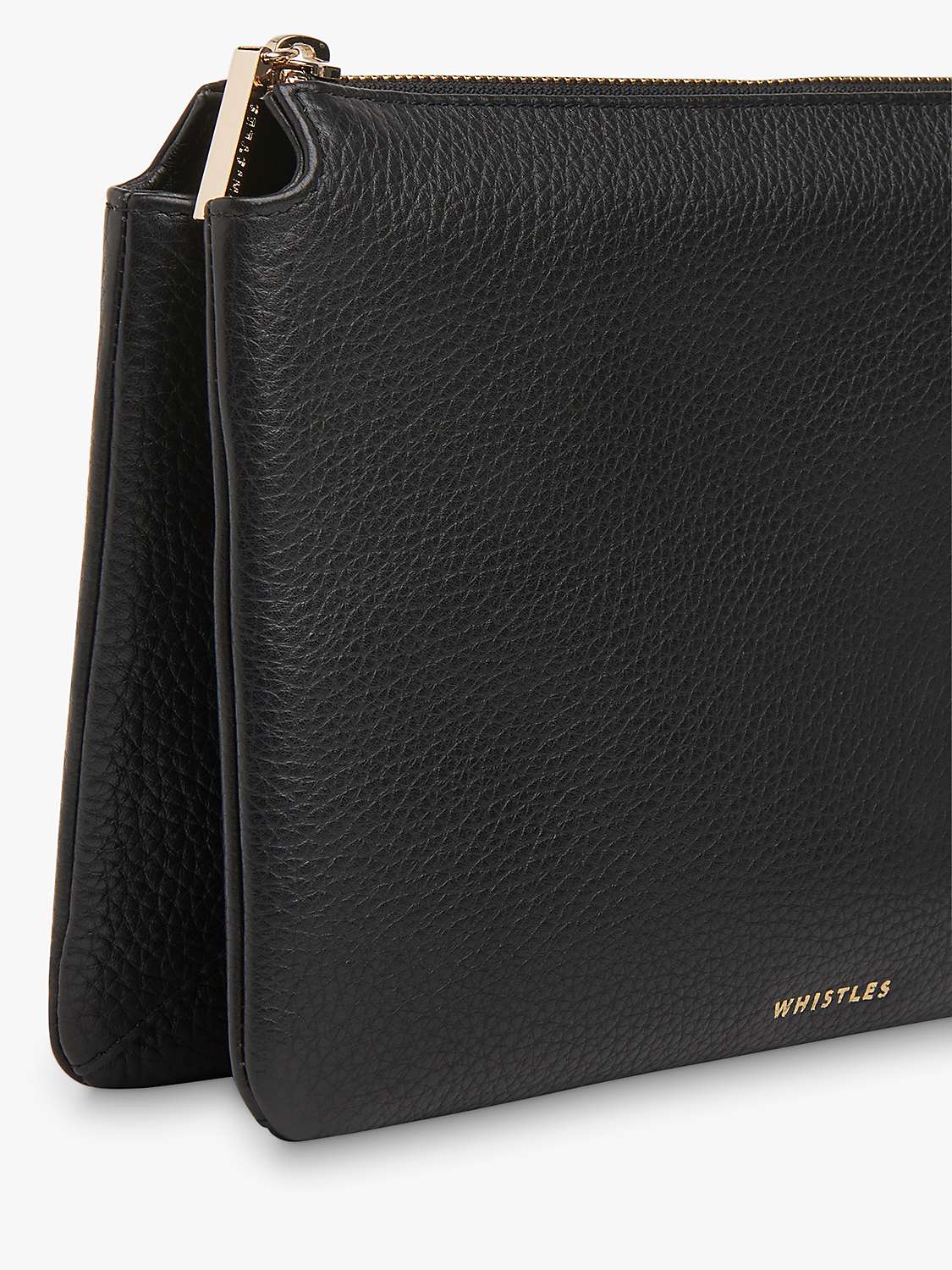 Buy Whistles Elita Leather Double Pouch, Black Online at johnlewis.com