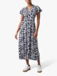 French Connection Islanna Abstract Print Belted Midi Dress, Nocturnal/Summer White