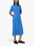 Whistles Peri Spotted Check Print Midi Shirt Dress, Blue/Multi