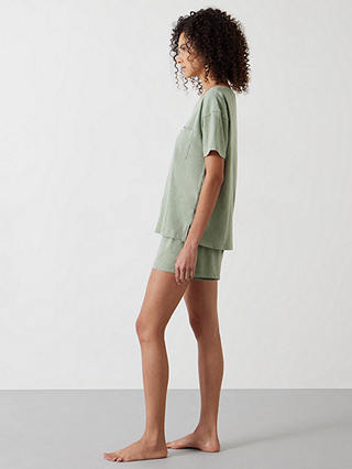 HUSH Jaime Shorts Organic Cotton Pyjama Set, Sage