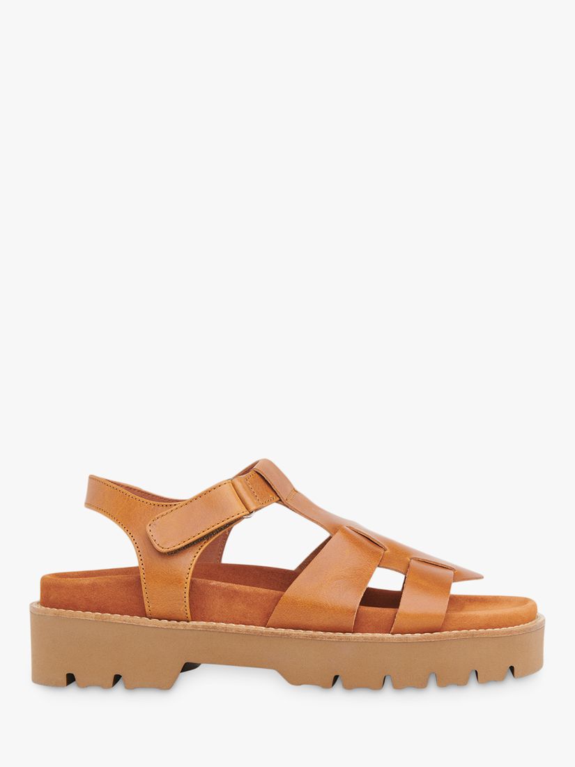 Whistles Khari Leather Footbed Caged Sandals, Tan at John Lewis & Partners