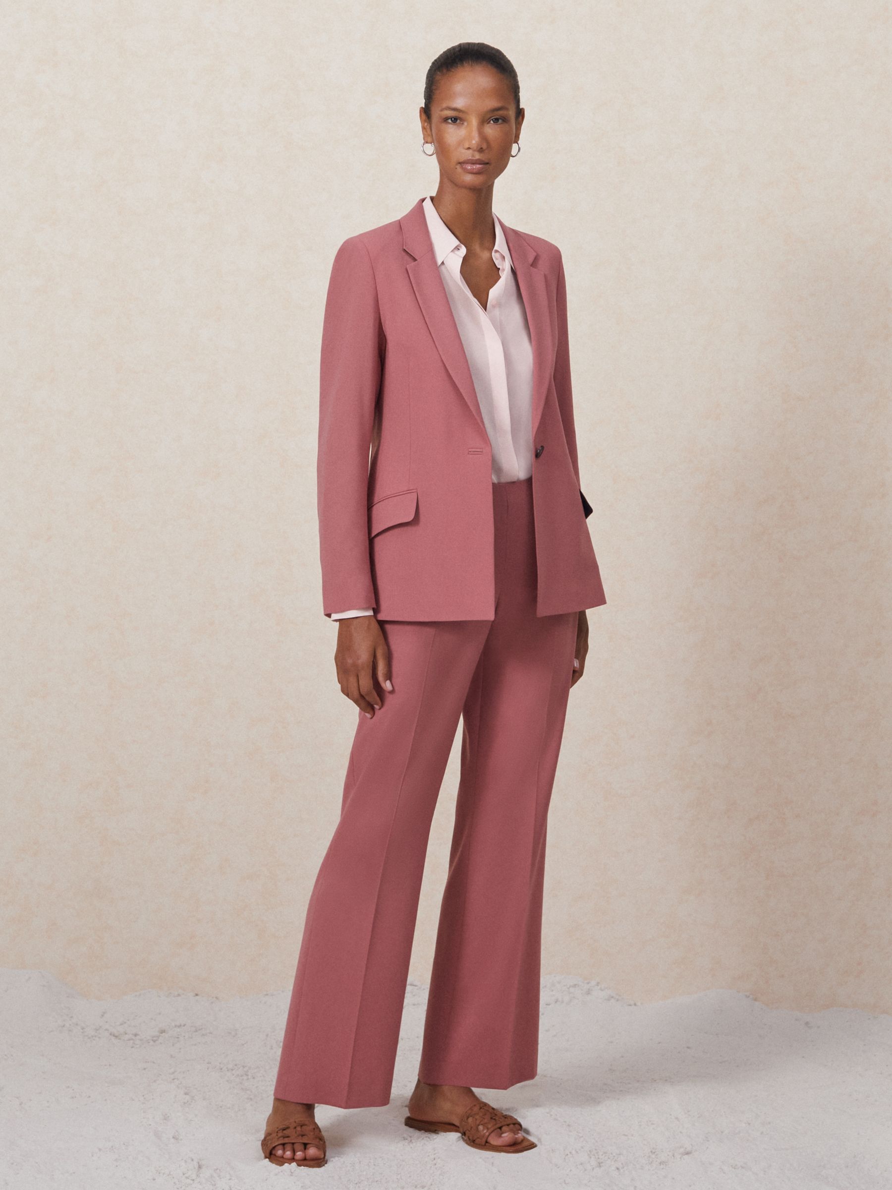 Hobbs Rozi Straight Leg Trousers, Pink at John Lewis & Partners