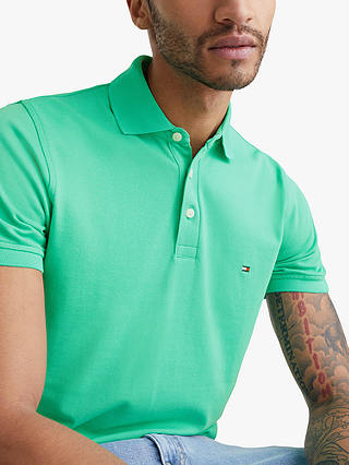 Ironic caustic Literacy Tommy Hilfiger 1985 Slim Polo Top, Aloha Green at John Lewis & Partners
