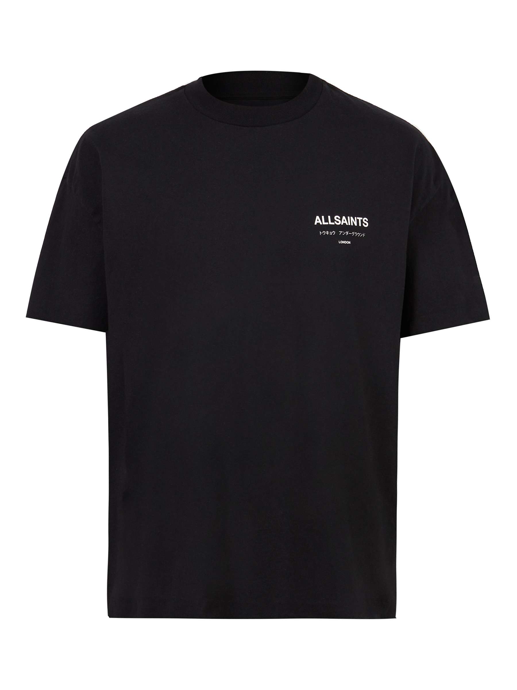AllSaints Underground Oversized T-Shirt, Jet Black at John Lewis & Partners