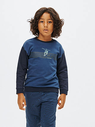 John Lewis Kids' Skater Print Pyjamas, Blue, 5 years