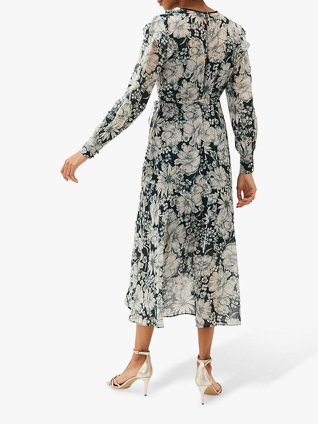 Phase Eight Indiana Floral Tiered Midi Dress, Pine at John Lewis & Partners