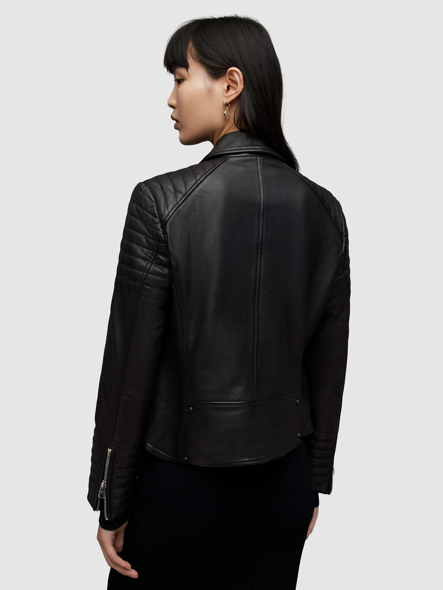 Buy AllSaints Leoni Leather Biker Jacket, Black Online at johnlewis.com