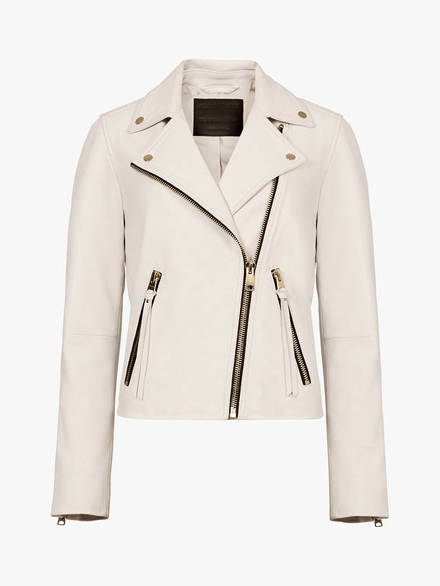 AllSaints Dalby Leather Biker Jacket, Ivory White