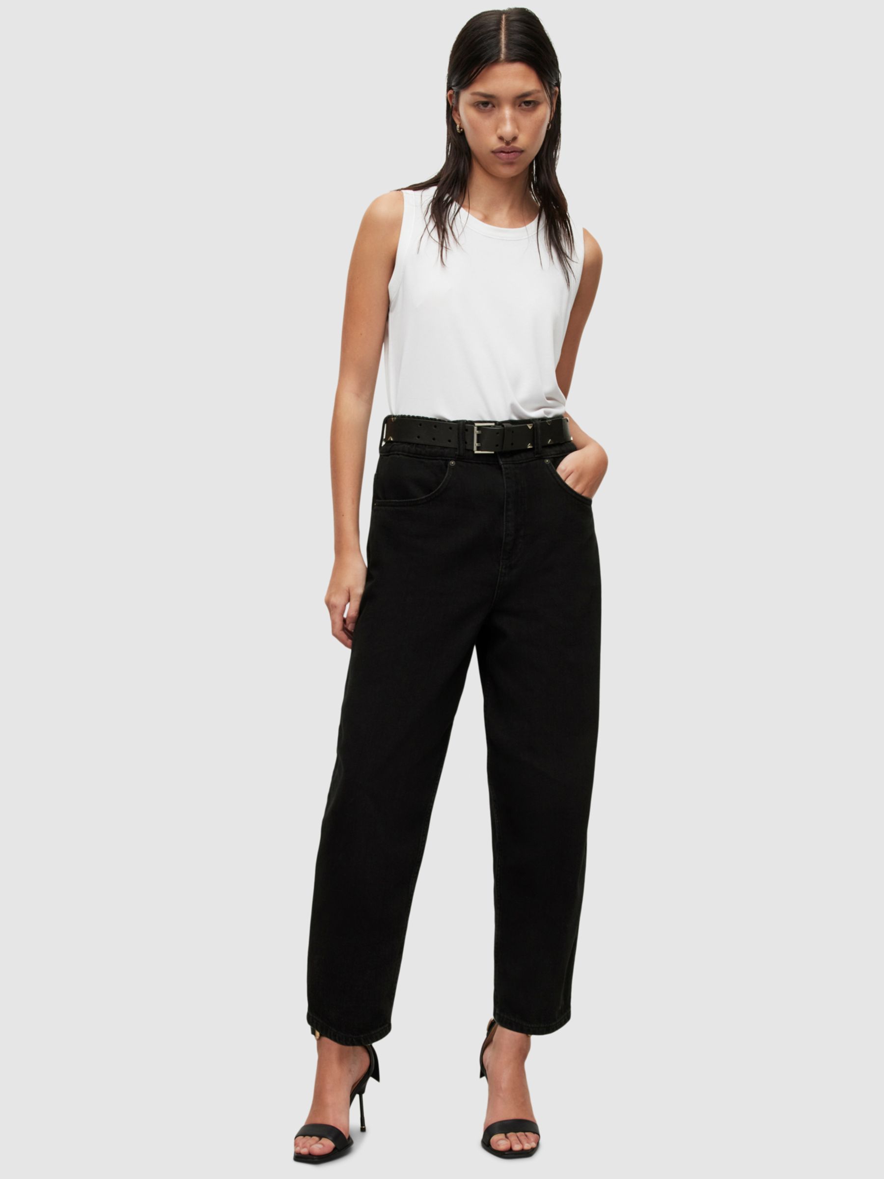 AllSaints Hailey High Rise Jeans, Washed Black at John Lewis & Partners