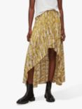 AllSaints Slvina Oniyuri Asymmetric Hem Skirt, Yellow
