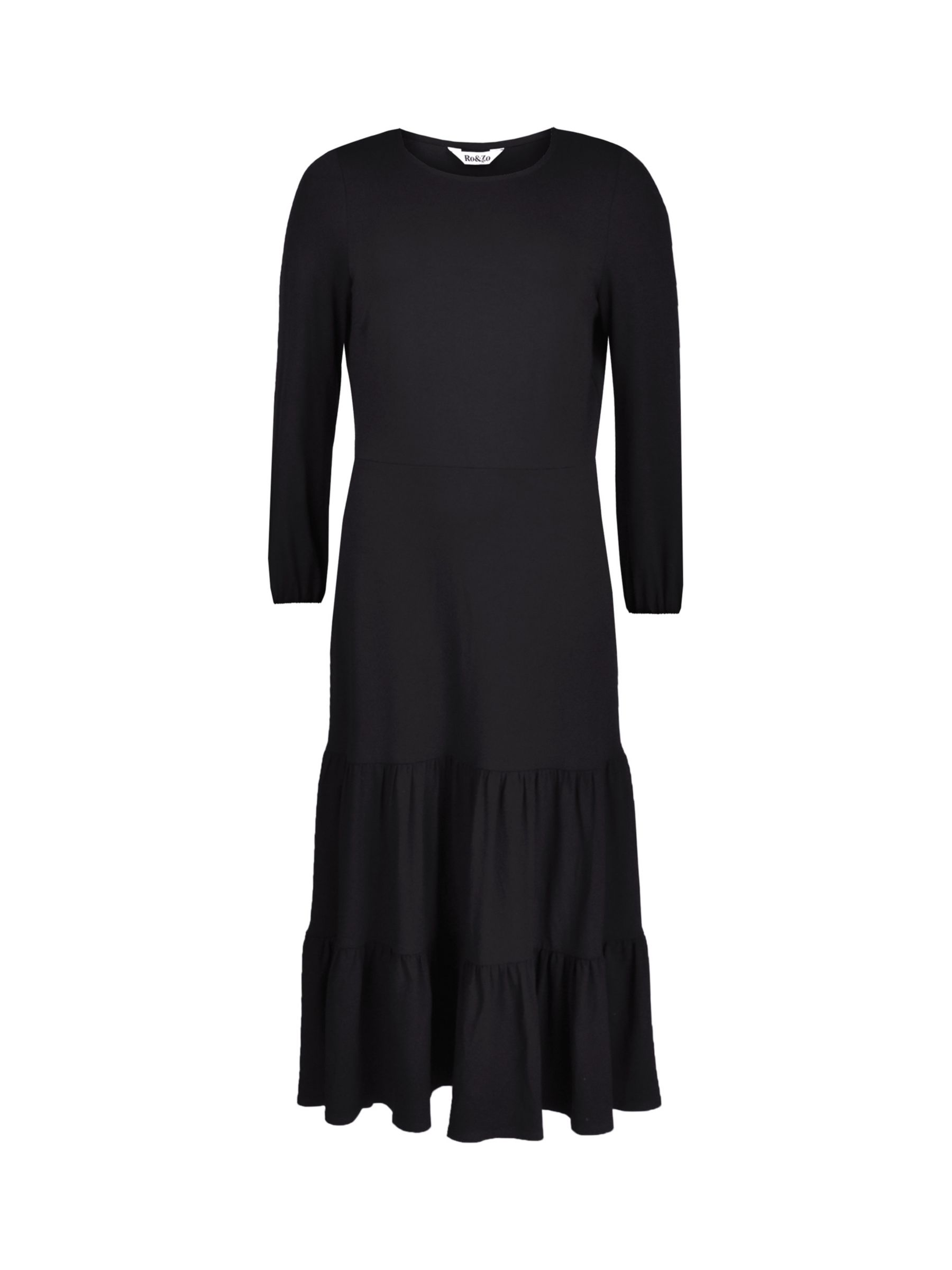 Ro&Zo Tiered Jersey Midi Dress, Black