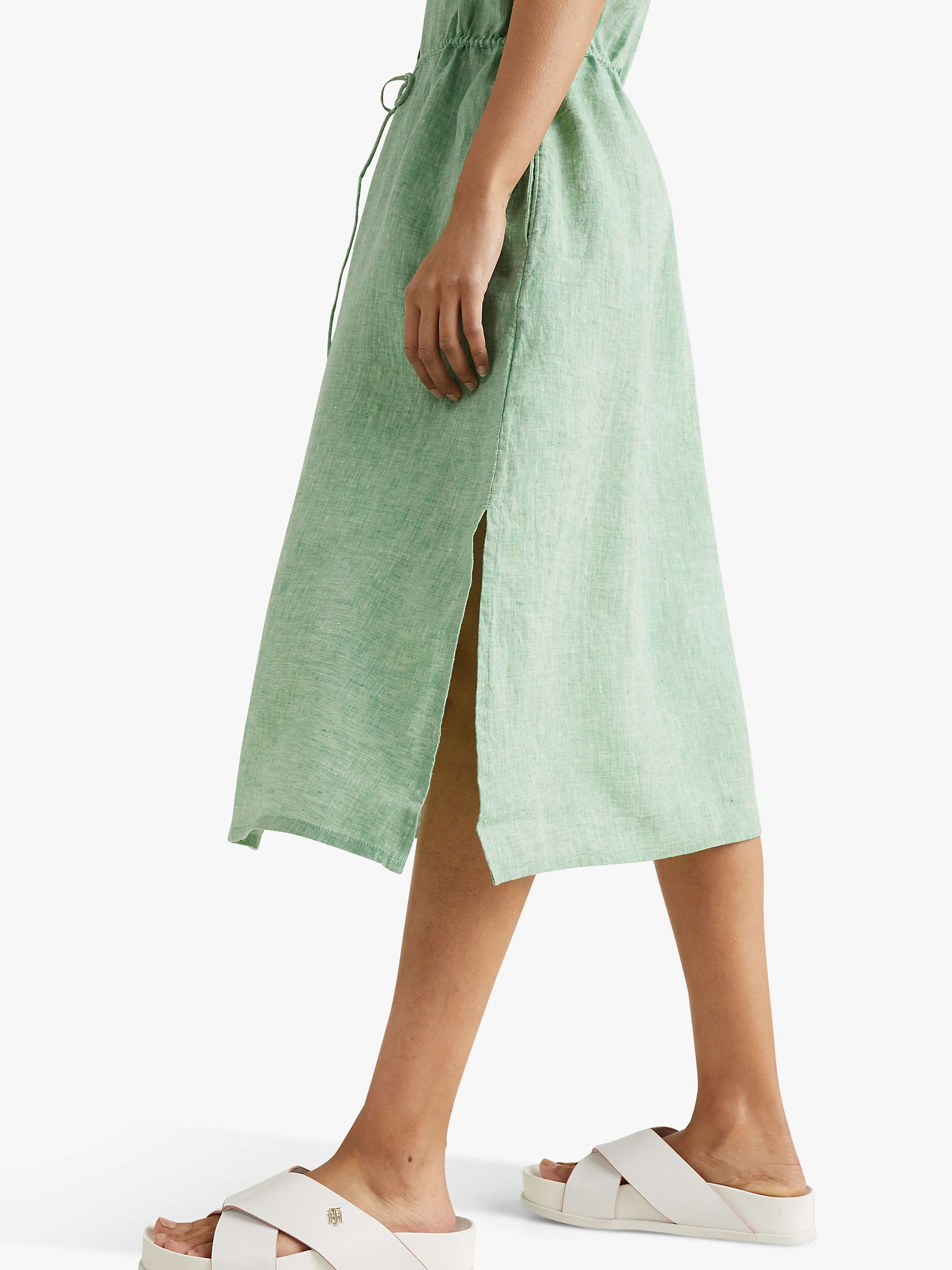 Buy Tommy Hilfiger Linen Shirt Dress, Botanical Green Online at johnlewis.com
