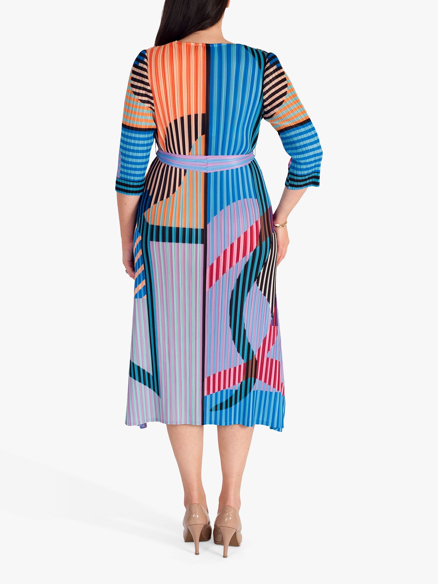 chesca Cosmopolitan Striped Midi Dress, Multi, S-M