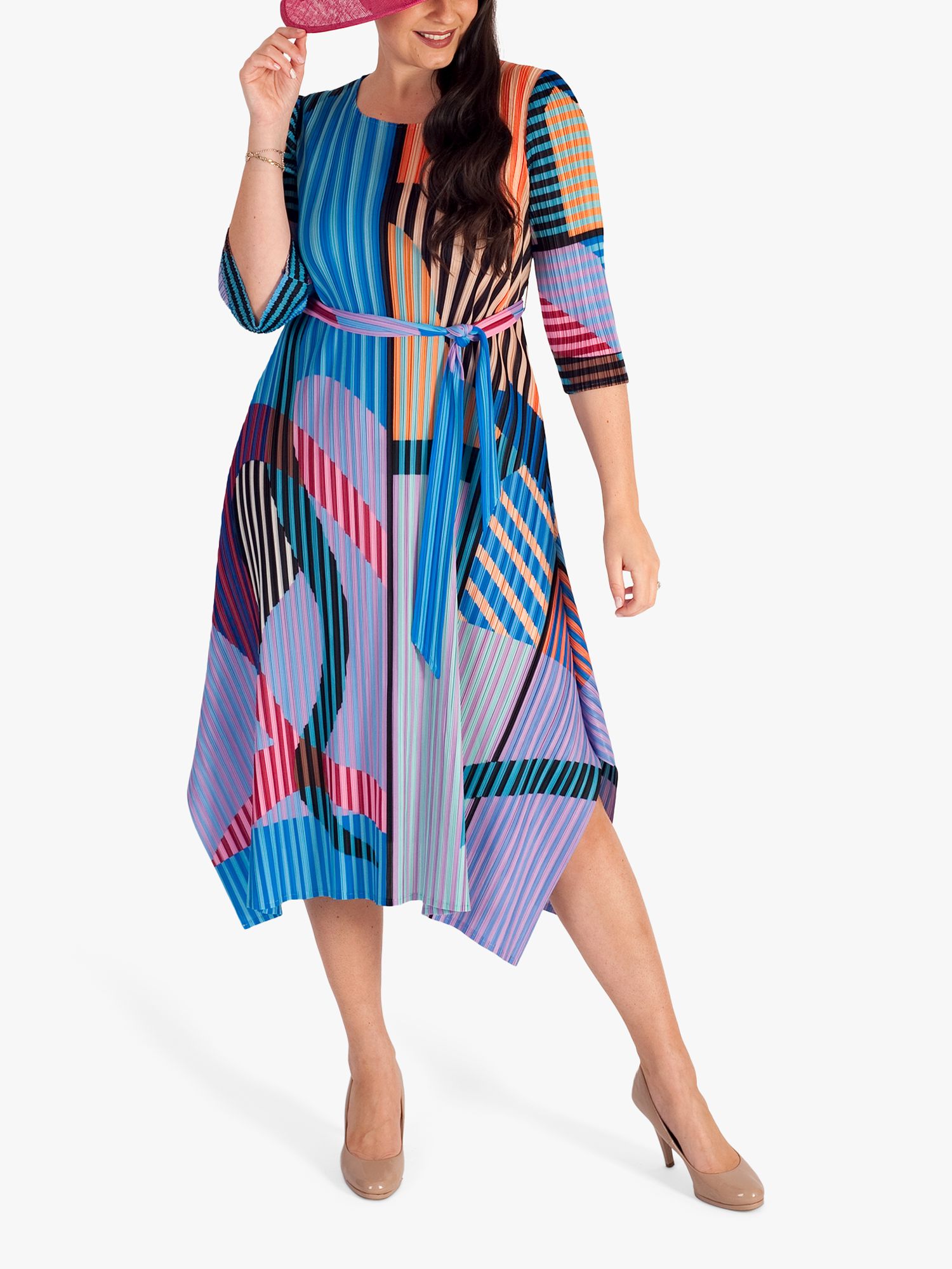 chesca Cosmopolitan Striped Midi Dress, Multi, S-M