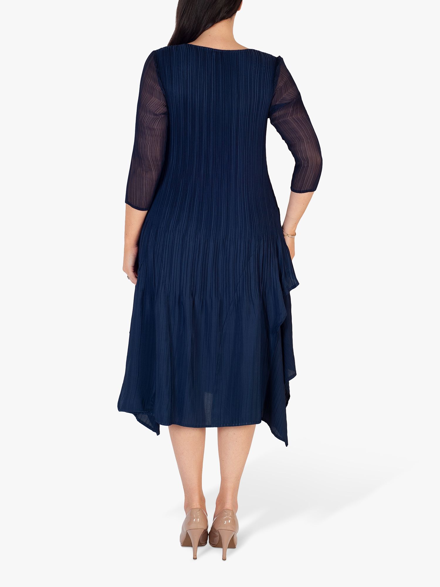chesca Crush Pleat Layered Dress, Navy at John Lewis & Partners