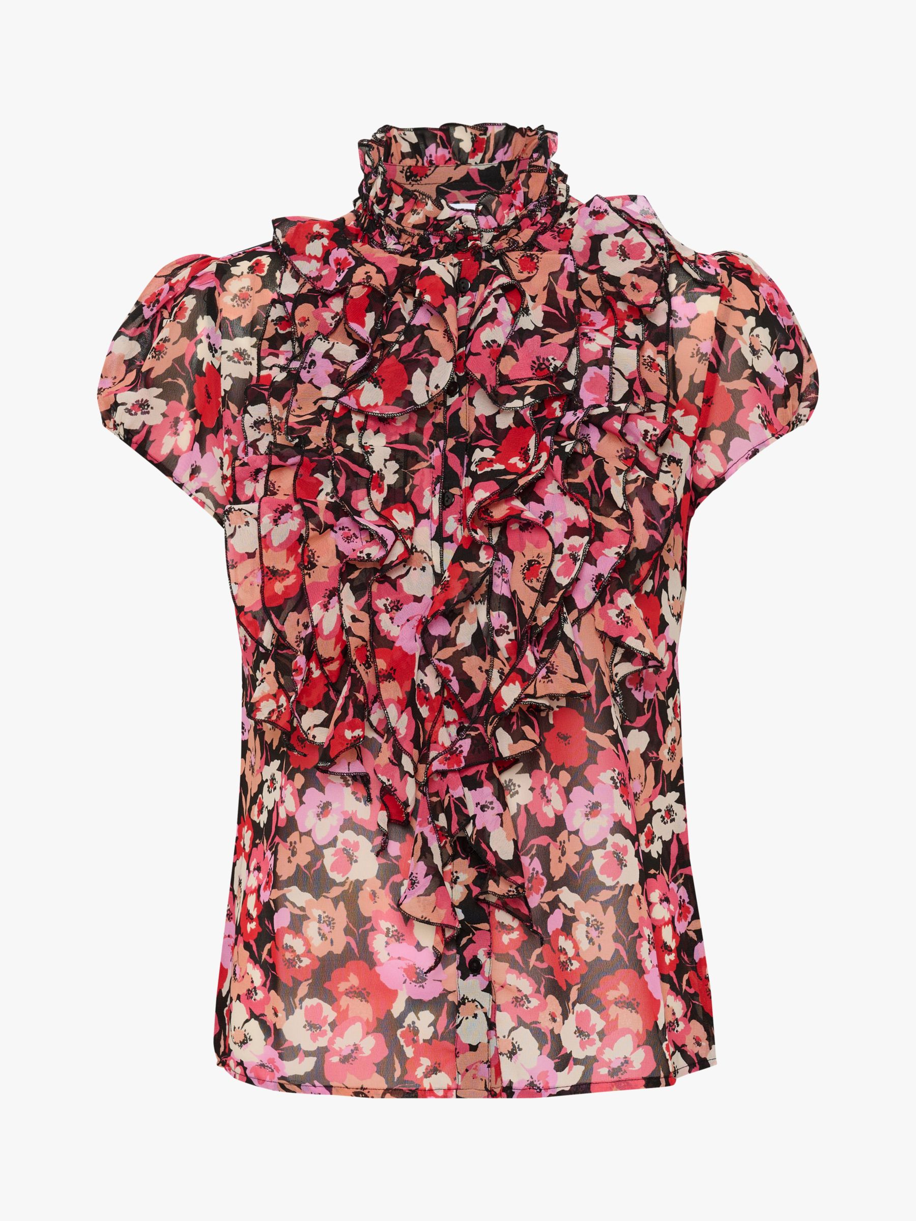 Saint Tropez Lilja Short Sleeve Poppy Print Shirt, Red/Multi, XS