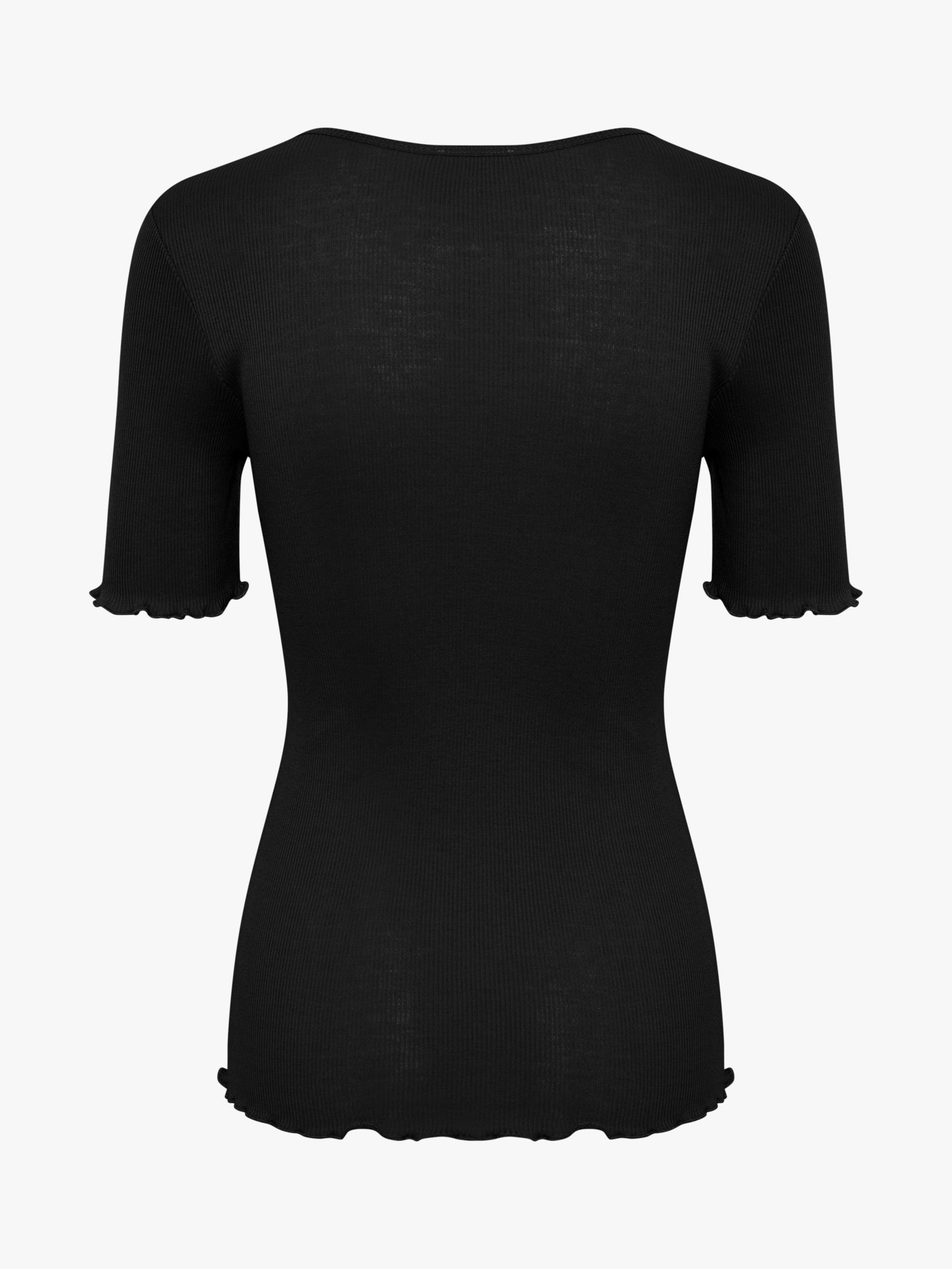 Arbitrage forseelser århundrede Saint Tropez Maya Cotton and Silk Lace Trim T-Shirt, Black at John Lewis &  Partners