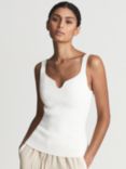 Reiss Daisy Sweetheart Neck Ribbed Top