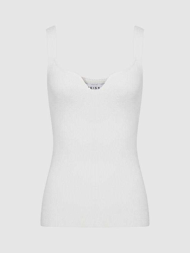 Reiss Daisy Sweetheart Neck Ribbed Top, White