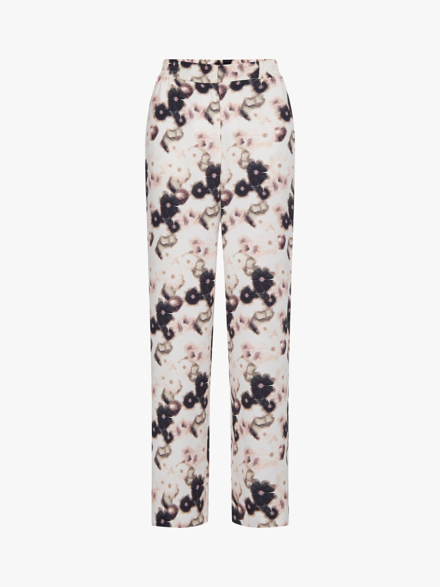 Calvin Klein Blurred Flower Print Wide Leg Trousers, White