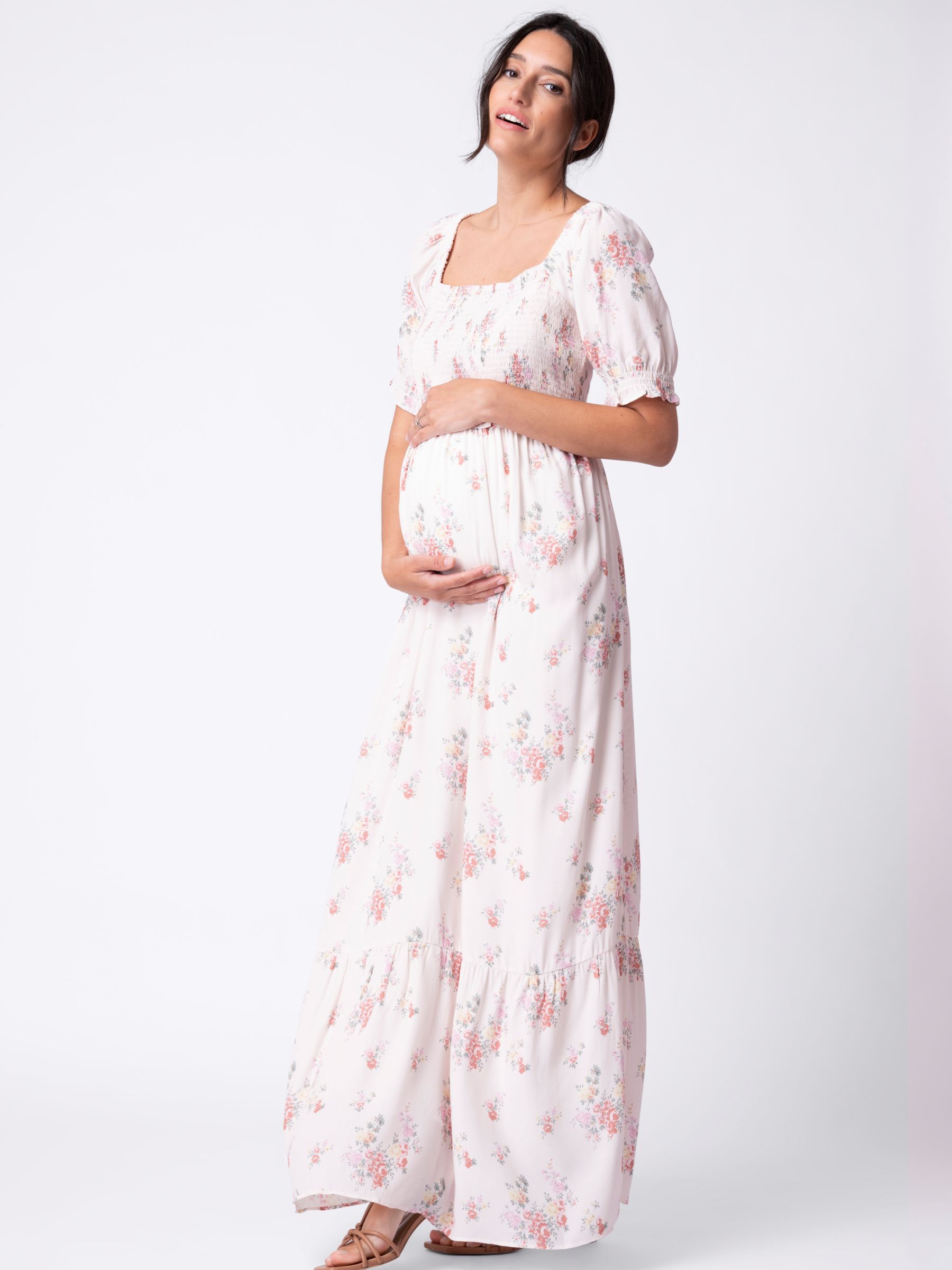 Seraphine Clarabeth Floral Shirred Maxi Maternity & Nursing Dress ...