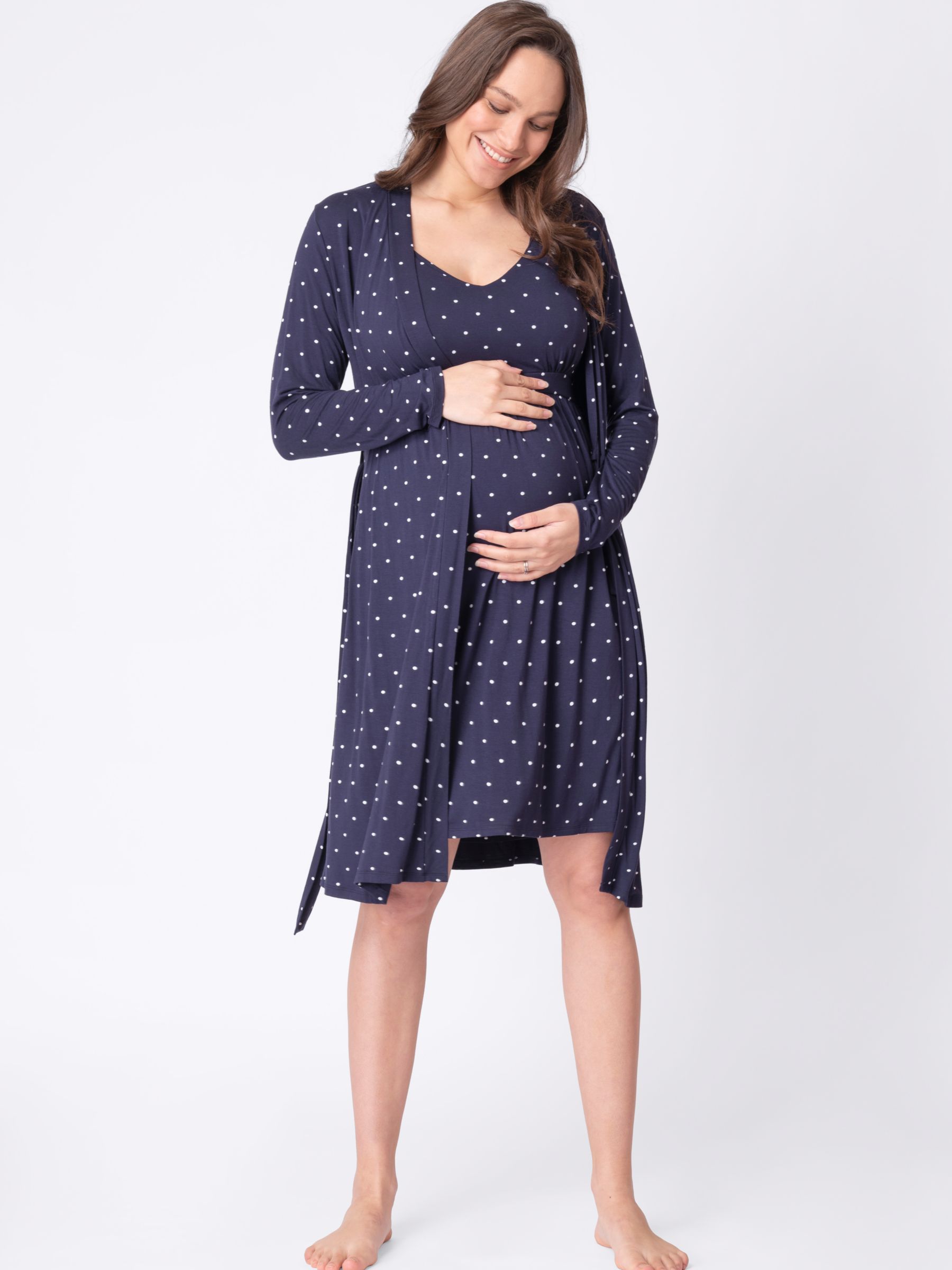 Seraphine Dannie Spot Maternity & Nursing Night Dress & Gown, Blue
