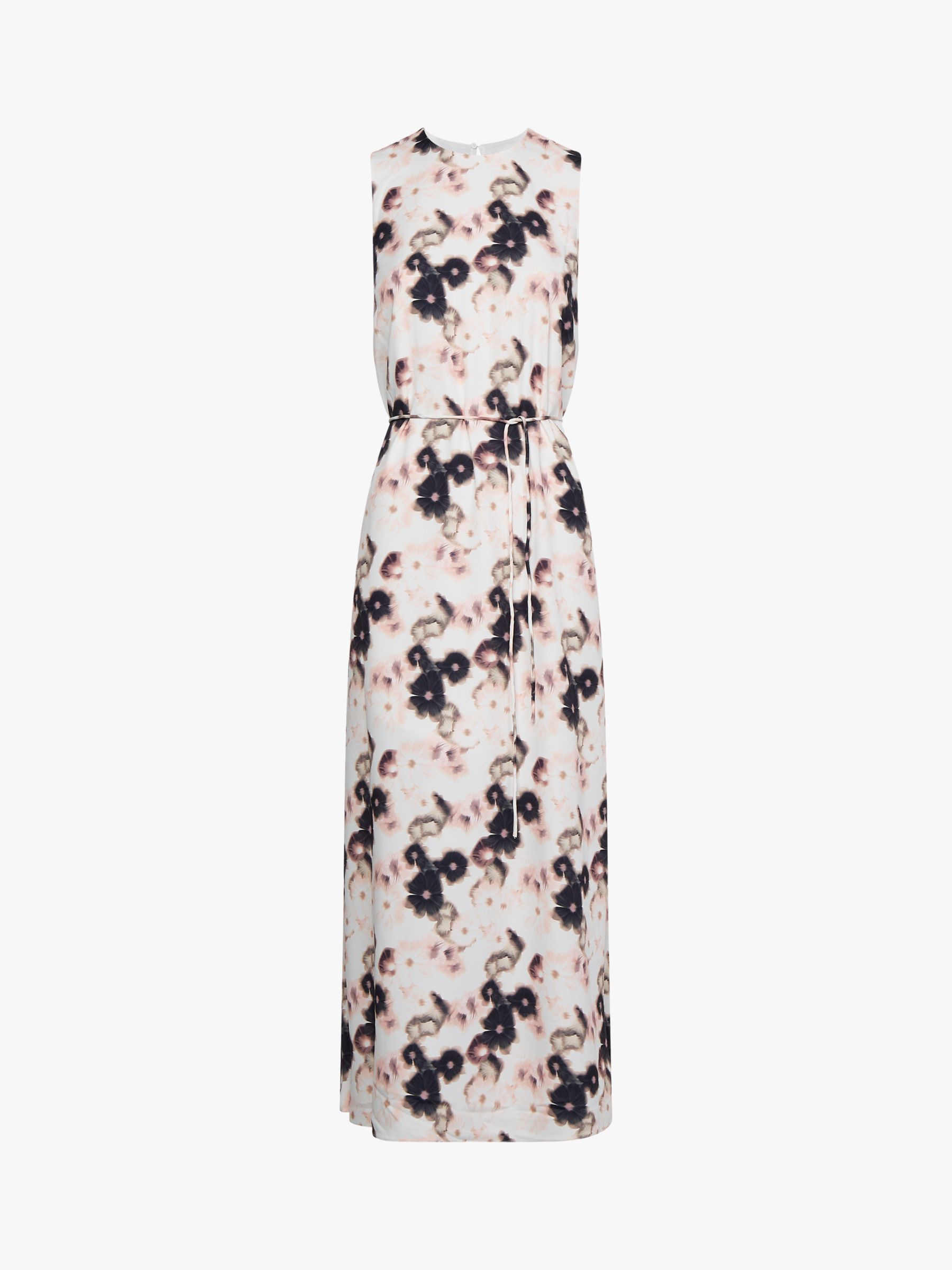 Calvin Klein Blurred Flower Print Maxi Dress, White