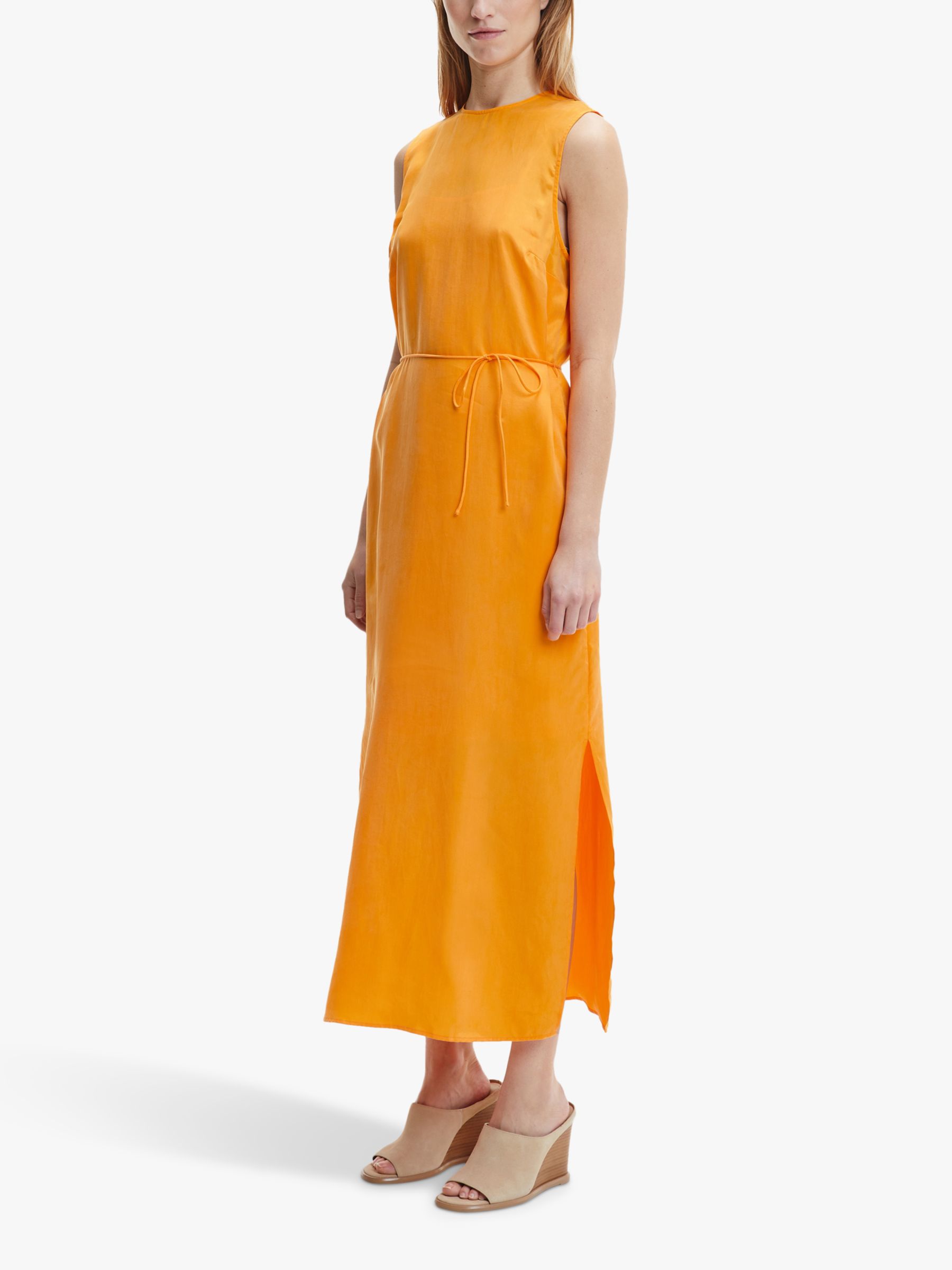 Calvin Klein Satin Twill Maxi Dress, Orange Flash