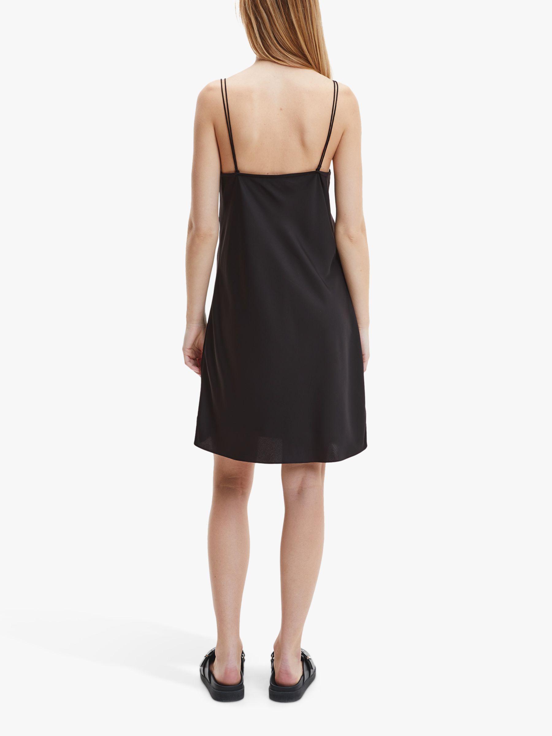 Calvin Klein Recycled Crepe Slip Dress, Black at John Lewis & Partners