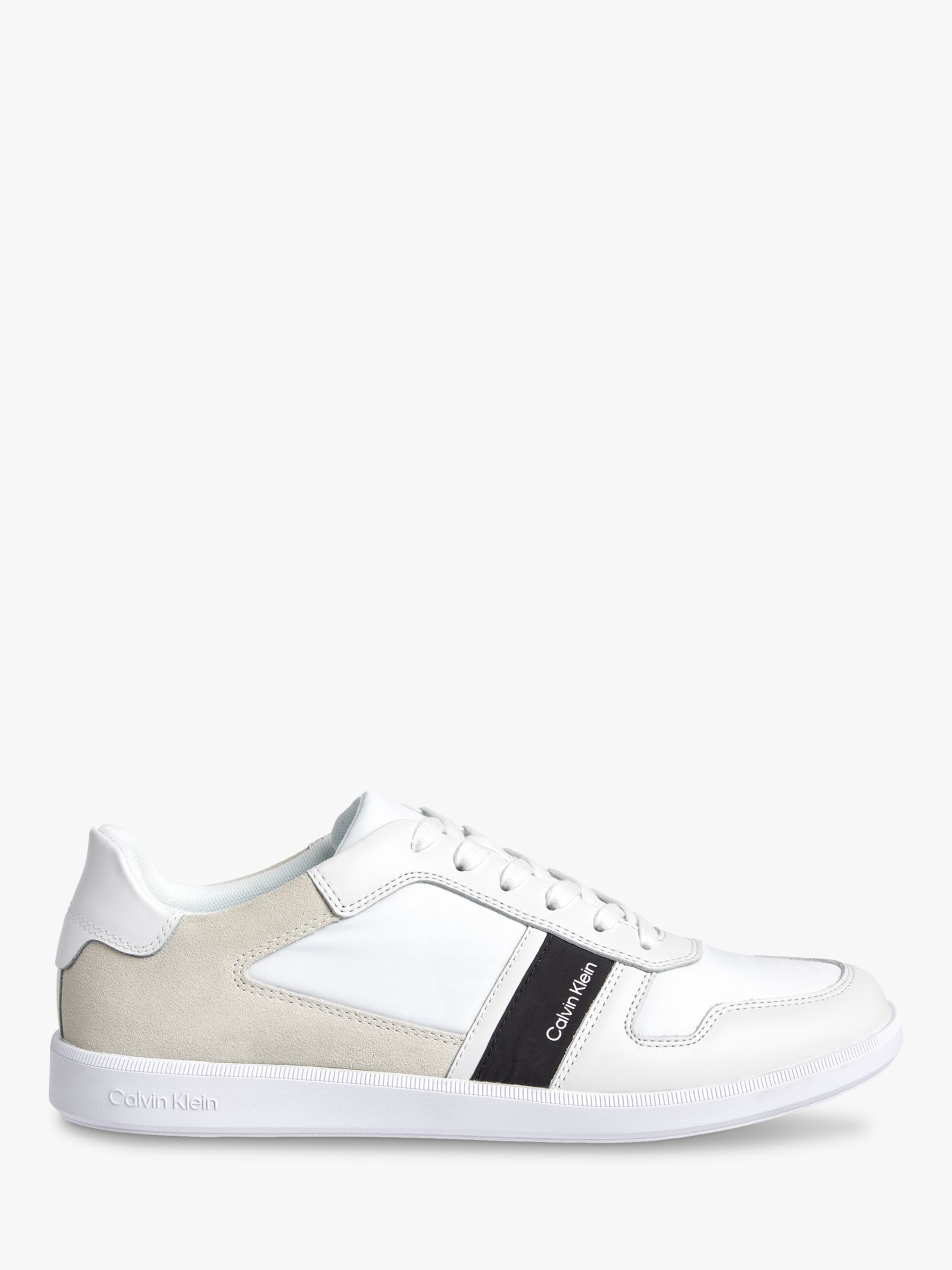 Calvin Klein Low Top Lace Up Trainers, Triple White at John Lewis ...