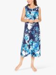Nora Rose by Cyberjammies Jolene Floral Print Maxi Nightdress, Blue/Navy