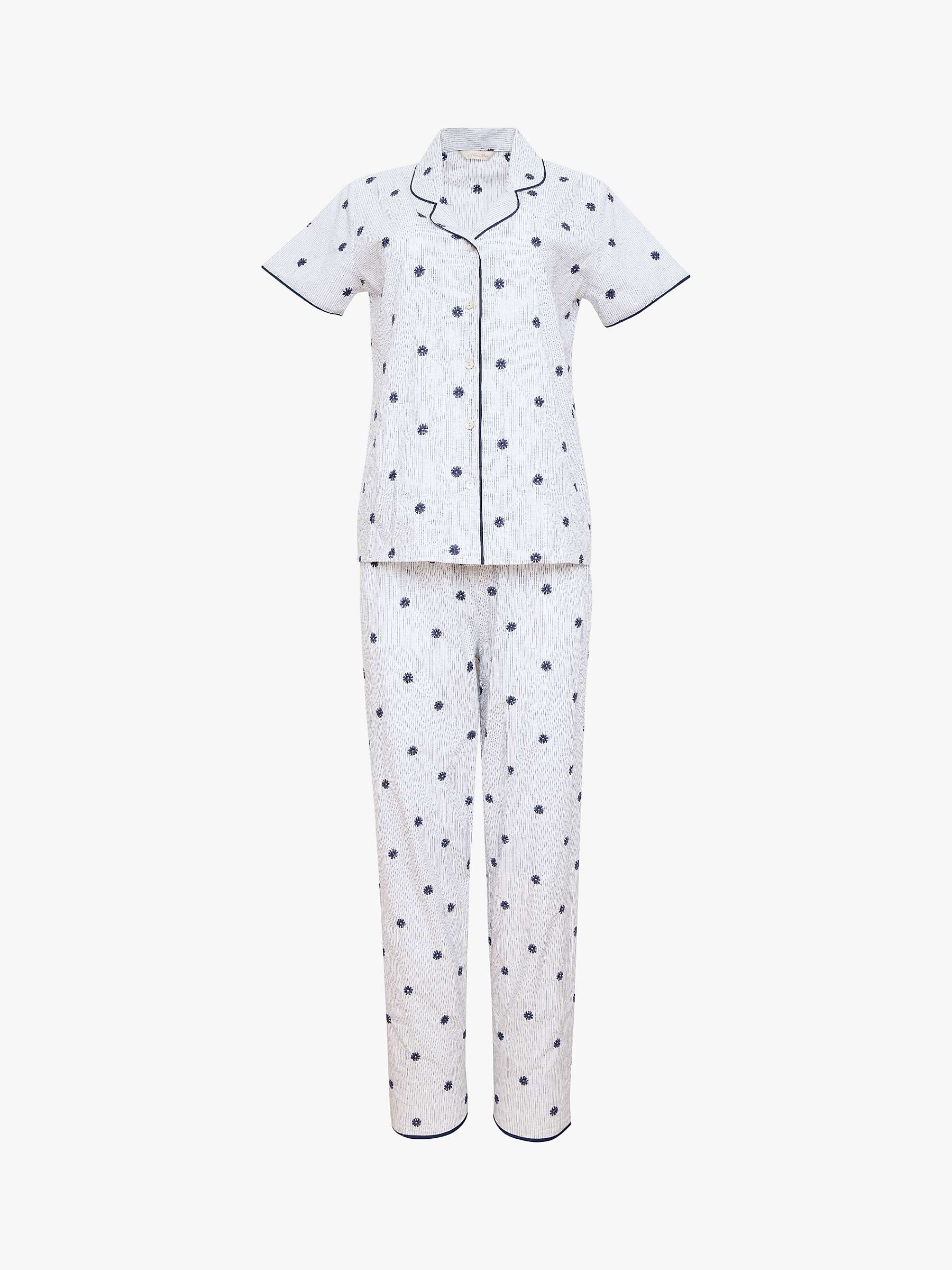 Buy Nora Rose by Cyberjammies Jolene Embroidered Pyjama Set, White/Navy Online at johnlewis.com
