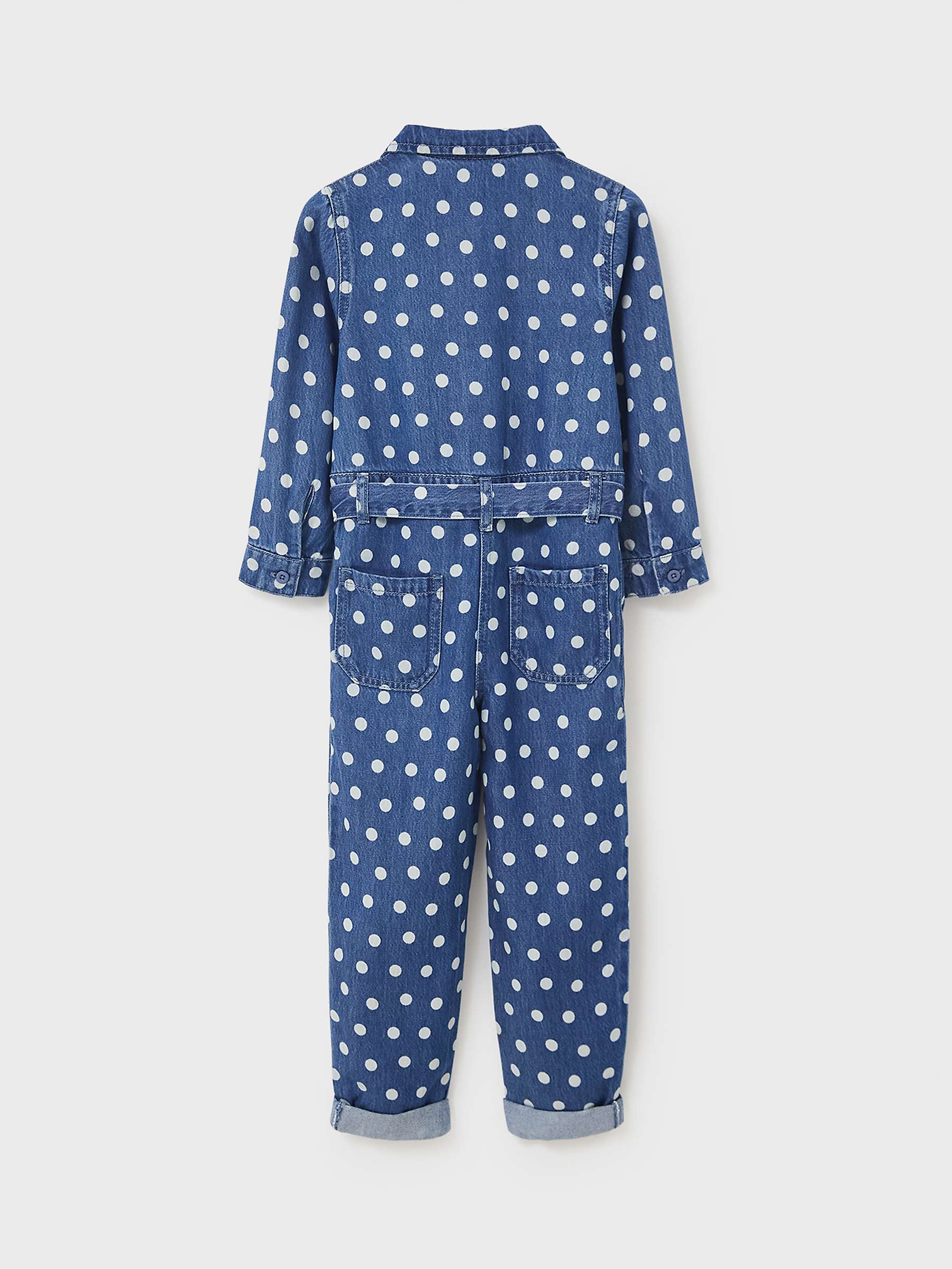 Buy Crew Clothing Girl's Polka Dot Denim Jumpsuit, Chambray Blue Online at johnlewis.com