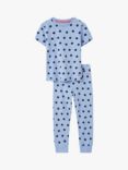 Crew Clothing Kids' Polka Dot Pyjamas, Mid Blue