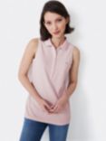 Crew Clothing Ocean Organic Cotton Sleeveless Polo Shirt, Mid Pink