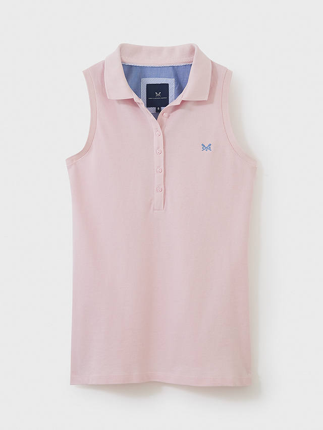 Crew Clothing Ocean Organic Cotton Sleeveless Polo Shirt, Mid Pink