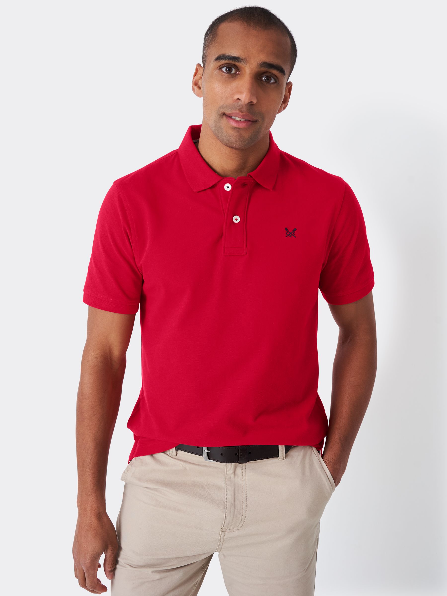 Crew Clothing Pique Short Sleeve Polo Top, Crimson Red at John Lewis &  Partners