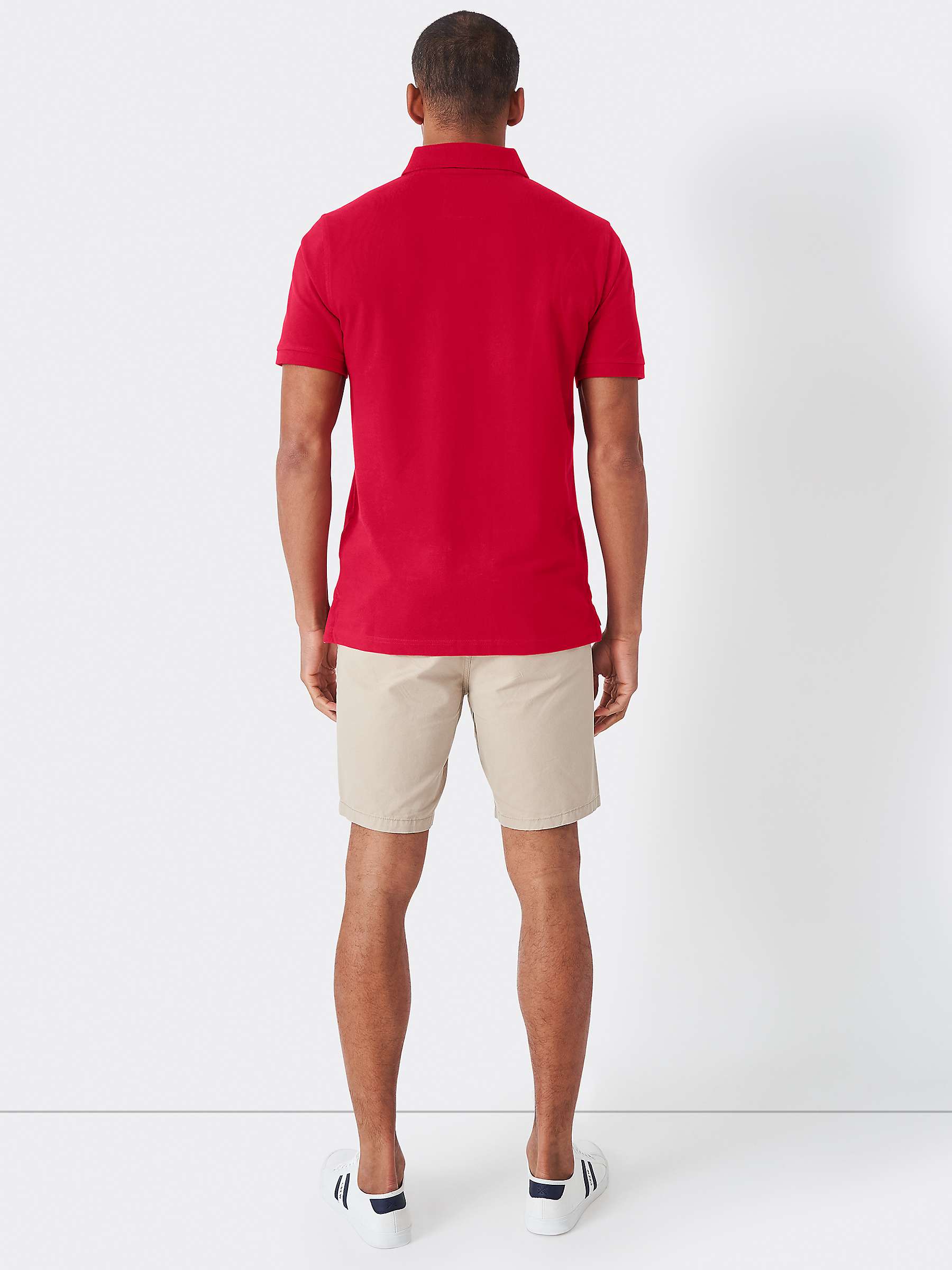 Buy Crew Clothing Pique Short Sleeve Polo Top, Crimson Red Online at johnlewis.com